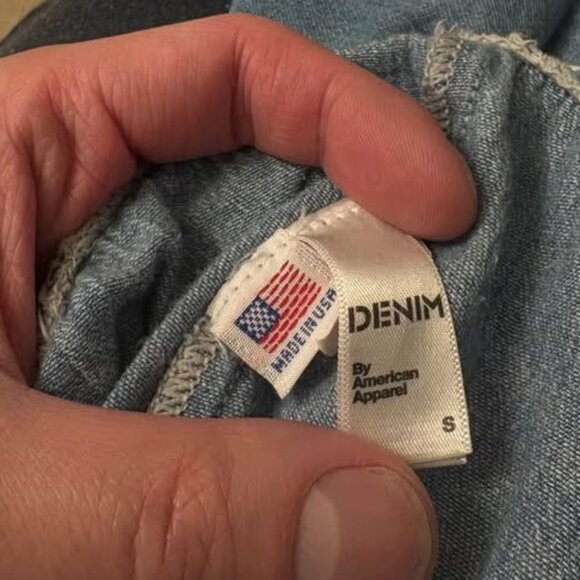 American Apparel Vintage Denim Shorts with Drawstring - Picture 4 of 5